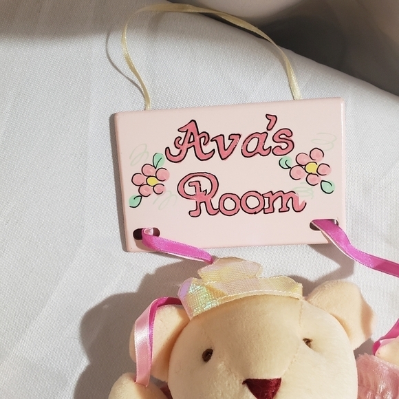 Ava's Room Ballerina Teddy Bear Princess Door Hanger Stuffed Animal Plush Pink - Picture 3 of 8